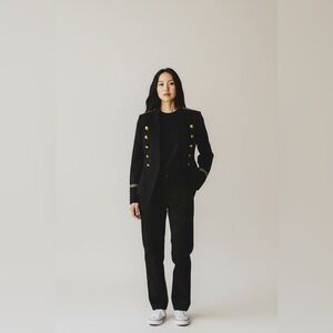 Romeo & Juliet Couture Women’s Black/Gold Military Blazer Jacket